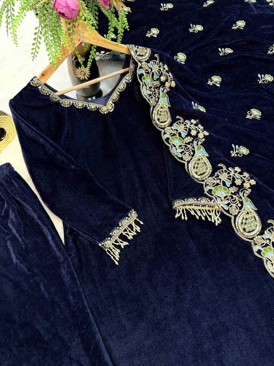 The Neo-Classic Velvet Navy Silhouette